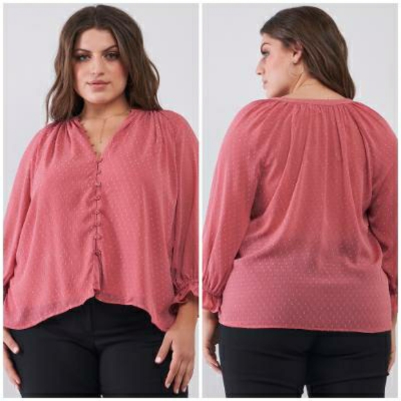 HAUTE CURVE Forever 21 Mauve 3/4 Sleeves Top - Picture 2 of 7